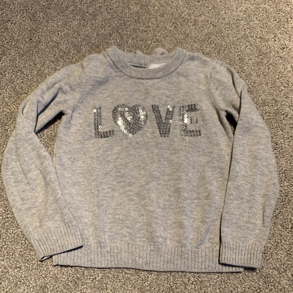 2T “LOVE” Sweater & Black Sparkly Long Sleeve - Picture 2 of 5